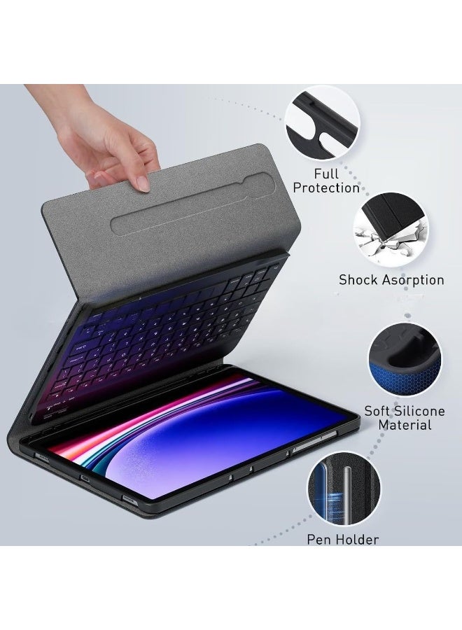 general Arabic and English Keyboard Case Compatible with Samsung Galaxy Tab S11 Ultra 14.6'' 2025 (SM-X930/X936B) Slim PU Cover Detachable Wireless Keyboard - Image 3