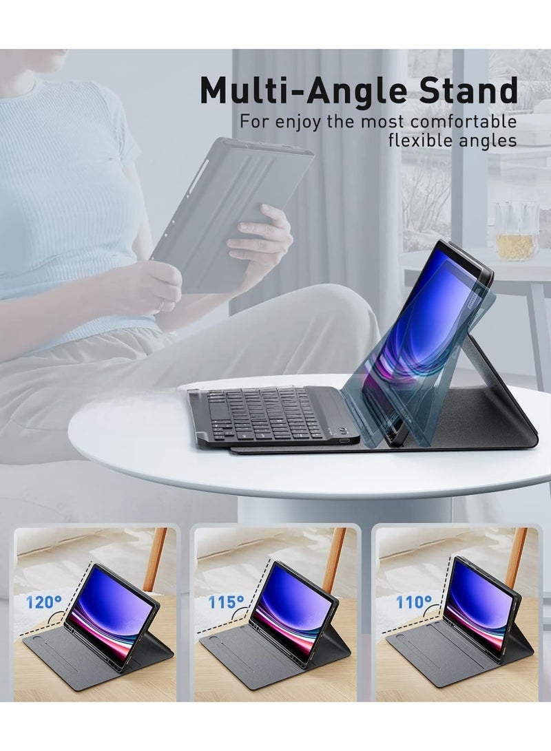 general Arabic and English Keyboard Case Compatible with Samsung Galaxy Tab S11 Ultra 14.6'' 2025 (SM-X930/X936B) Slim PU Cover Detachable Wireless Keyboard - Image 5