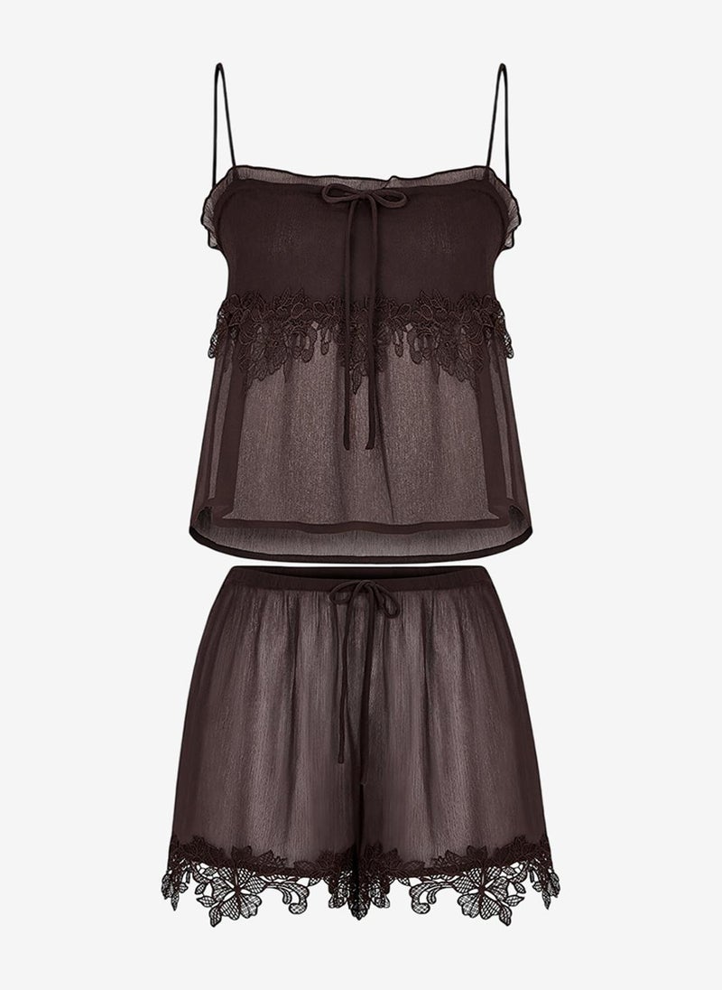 Penti Women's Brown Sleeveless Polyester Pyjama Set with Shorts - Image 5