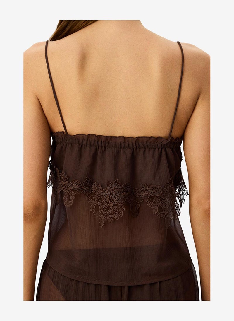 Penti Women's Brown Sleeveless Polyester Pyjama Set with Shorts - Image 4