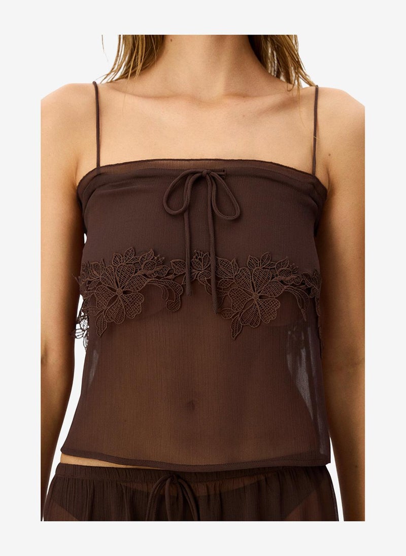Penti Women's Brown Sleeveless Polyester Pyjama Set with Shorts - Image 3
