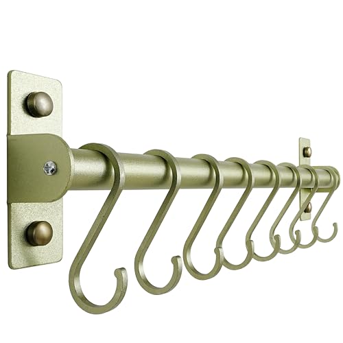 Dseap Kitchen Utensil Holder Hanger, Pot and Pan Rack Wall Mounted, Kitchen Rail with 8 Hooks for Hanging Cooking Utensils, Mugs, Spoons, Wall Mounted, Antique Copper New - Image 1
