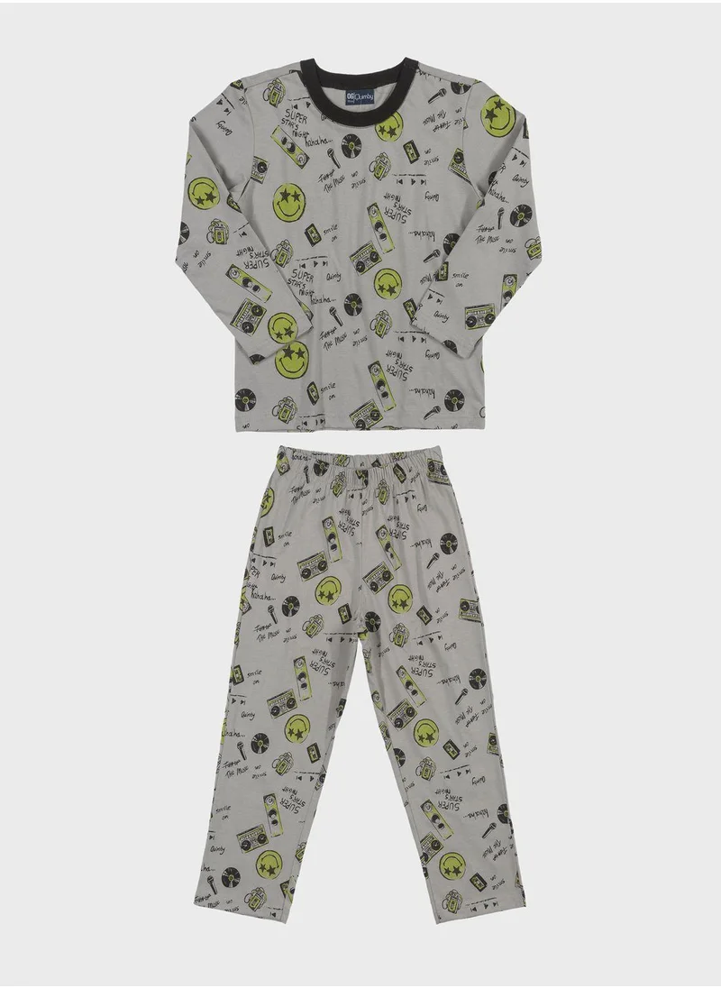 Quimby Kids Printed Casual T-shirt Pyajama Set