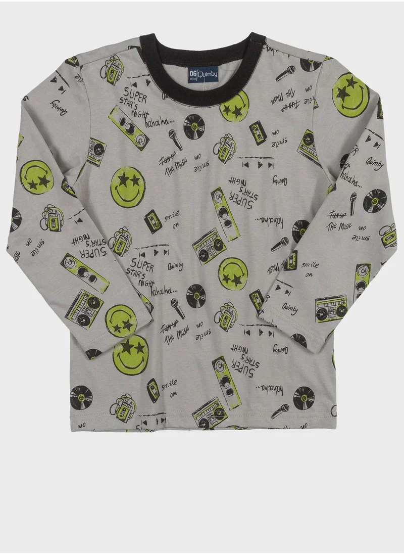 Quimby Kids Printed Casual T-shirt Pyajama Set
