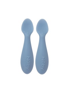 Nuby Nuby Silicone Mini Spoons - (2-Pack) Baby-Led Weaning Spoons for Babies - 4+ Months - Blue  - Image 1