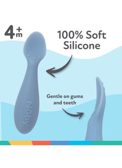 Nuby Nuby Silicone Mini Spoons - (2-Pack) Baby-Led Weaning Spoons for Babies - 4+ Months - Blue  - Image 3
