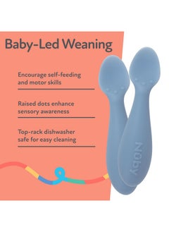 Nuby Nuby Silicone Mini Spoons - (2-Pack) Baby-Led Weaning Spoons for Babies - 4+ Months - Blue  - Image 4