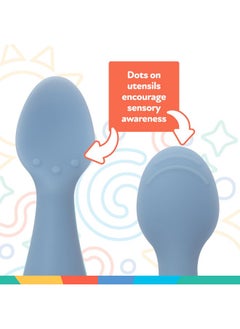 Nuby Nuby Silicone Mini Spoons - (2-Pack) Baby-Led Weaning Spoons for Babies - 4+ Months - Blue  - Image 5