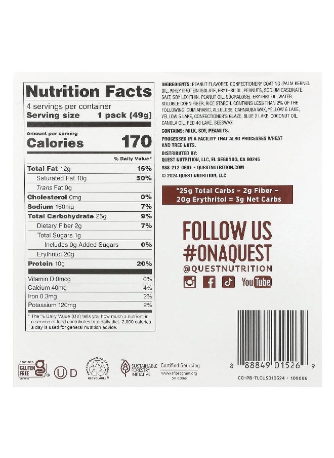 QUEST NUTRITION - Quest Nutrition, Coated Candies, Peanut Butter, 4 Packs, 1.73 oz (49 g) Each - Image 1