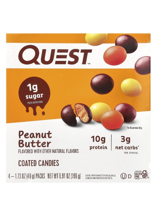 QUEST NUTRITION - Quest Nutrition, Coated Candies, Peanut Butter, 4 Packs, 1.73 oz (49 g) Each - Image 1