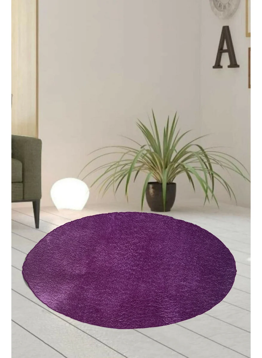 سارار Round Fleece Plush Bath Mat Set Lila