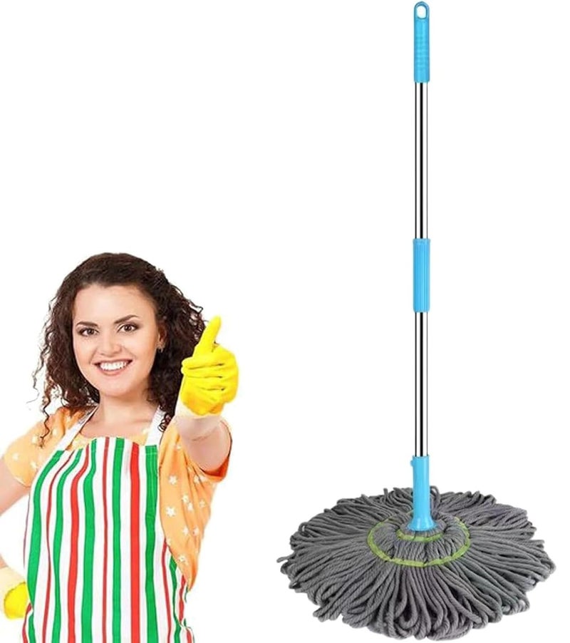 Deoxys Self Wringing Squeeze Twist Mope with Replacement Head Microfiber Twisting Mop Extendable Stainless Steel Handle Reusable Household Cleaning Supplies - Image 1