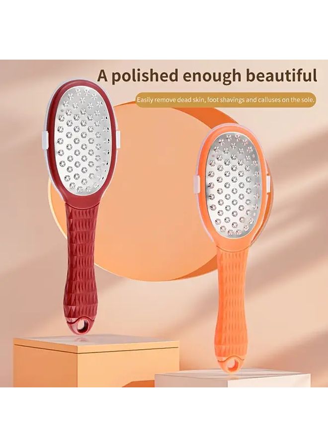 Red Stainless Steel Foot Scrubber With Remover And Storage Lid - Image 3