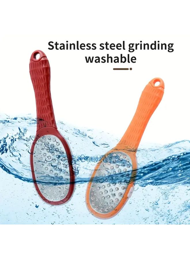 Red Stainless Steel Foot Scrubber With Remover And Storage Lid - Image 2