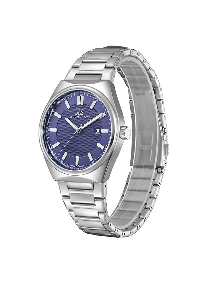 KENNETH SCOTT Kenneth Scott K24016-SBSN Men's Analog Display Watch & Stainless Steel Strap Silver  - Image 2