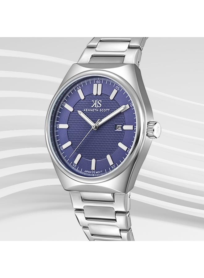 كينيث سكوت ساعة كينيث سكوت رجالي بعقارب وسوار ستانلس ستيل فضي - Image 4