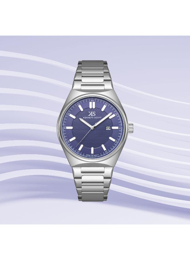 كينيث سكوت ساعة كينيث سكوت رجالي بعقارب وسوار ستانلس ستيل فضي - Image 1