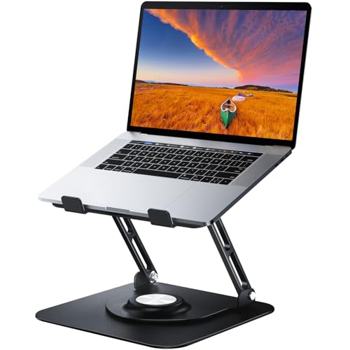 JOYEKY Laptop Stand for Desk, Adjustable Computer Stand with 360° Rotating Base, Ergonomic Laptop Riser for Collaborative Work, Foldable & Portable Laptop Stand, fits for All 10-16" Laptops - Image 1