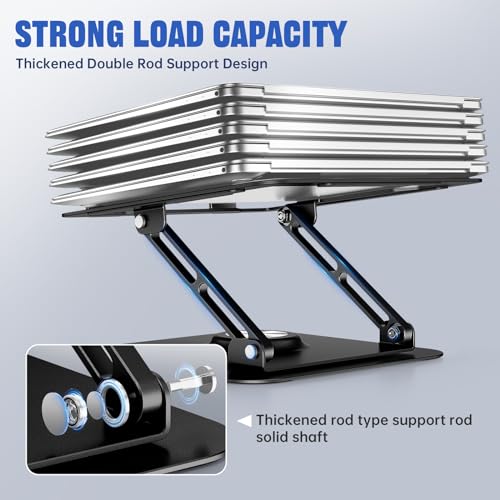 JOYEKY Laptop Stand for Desk, Adjustable Computer Stand with 360° Rotating Base, Ergonomic Laptop Riser for Collaborative Work, Foldable & Portable Laptop Stand, fits for All 10-16" Laptops - Image 4