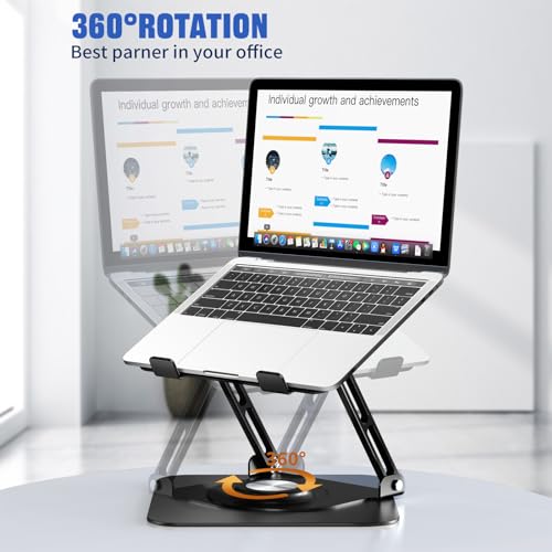 JOYEKY Laptop Stand for Desk, Adjustable Computer Stand with 360° Rotating Base, Ergonomic Laptop Riser for Collaborative Work, Foldable & Portable Laptop Stand, fits for All 10-16" Laptops - Image 2