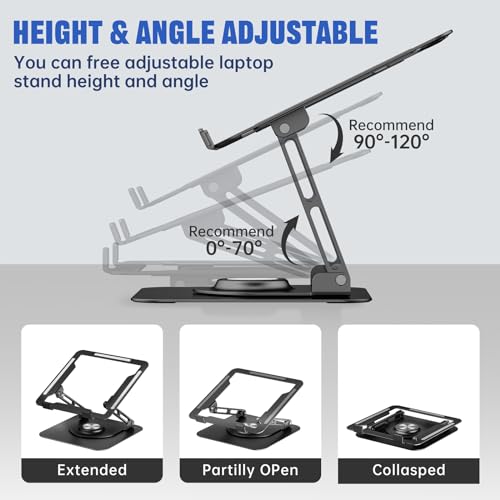 JOYEKY Laptop Stand for Desk, Adjustable Computer Stand with 360° Rotating Base, Ergonomic Laptop Riser for Collaborative Work, Foldable & Portable Laptop Stand, fits for All 10-16" Laptops - Image 3