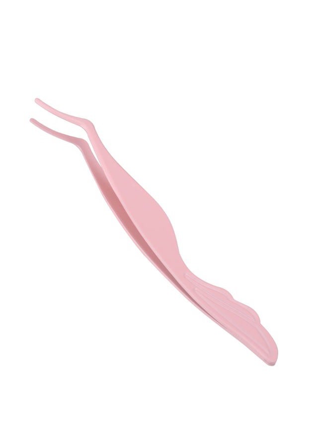 Pretty memory Eyelash Applicator Tool DIY False Curved Eyelash Extension Tweezer for Volume Lashes Application and Removal, Pink - Image 1