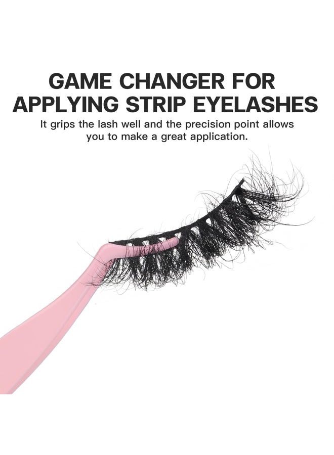 Pretty memory Eyelash Applicator Tool DIY False Curved Eyelash Extension Tweezer for Volume Lashes Application and Removal, Pink - Image 4