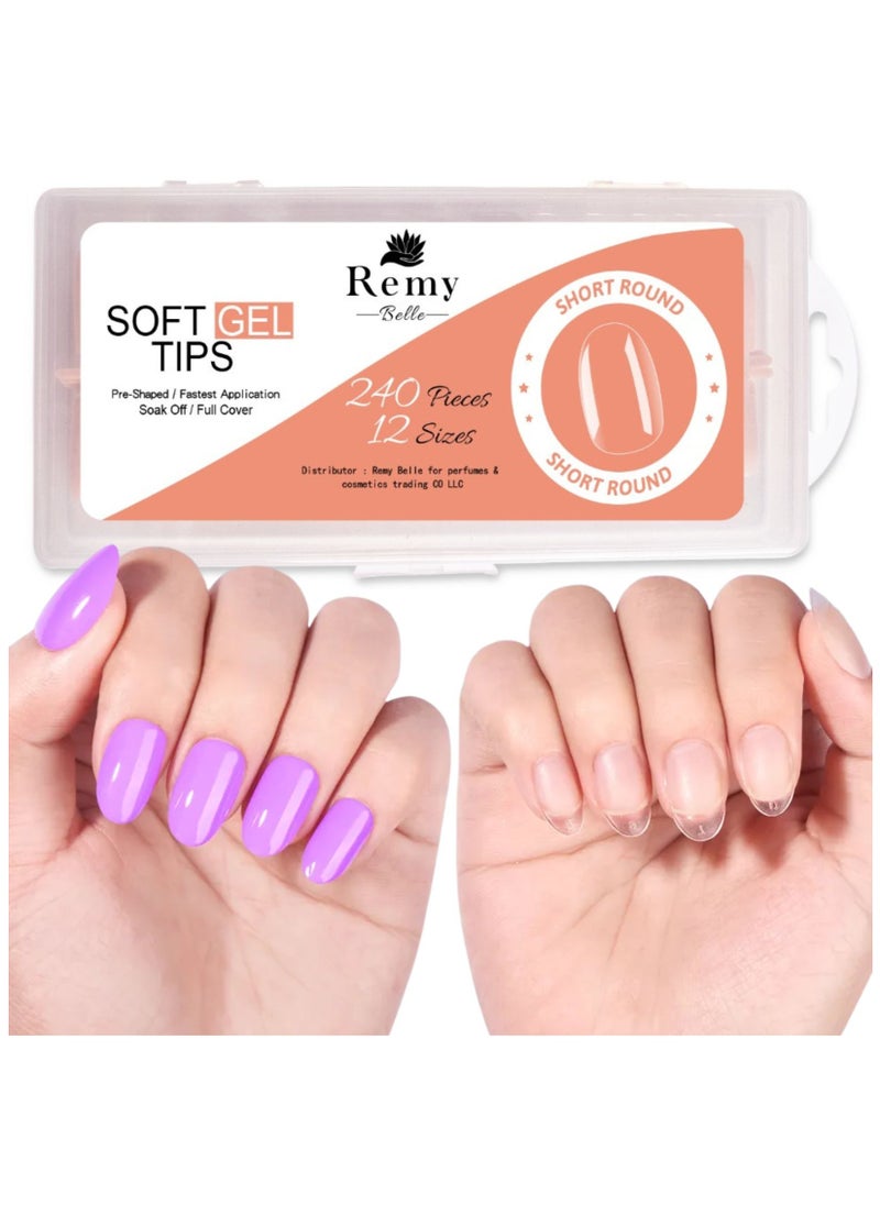 Remy Belle Soft Gel Nail Tips Short Round 240 Pcs 12 Sizes  - Image 1