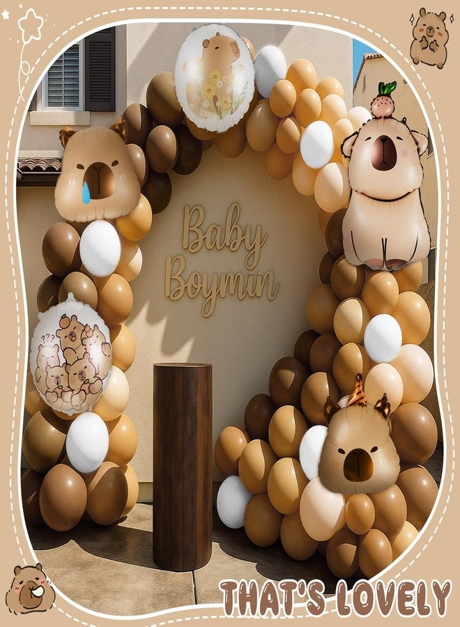 LaRandom 108 Pcs Capybara Party Decorations Capybara Balloon Arch Garland Kit Beige Brown Foil Latex Balloons for Animal Theme Birthday Baby Shower Party Decorations Supplies - Image 4