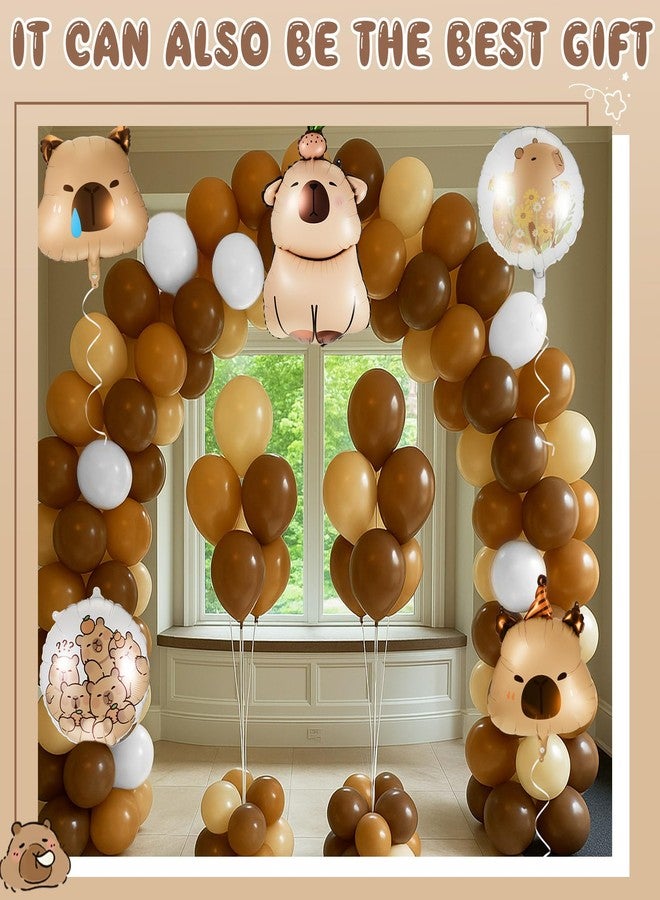 LaRandom 108 Pcs Capybara Party Decorations Capybara Balloon Arch Garland Kit Beige Brown Foil Latex Balloons for Animal Theme Birthday Baby Shower Party Decorations Supplies - Image 5
