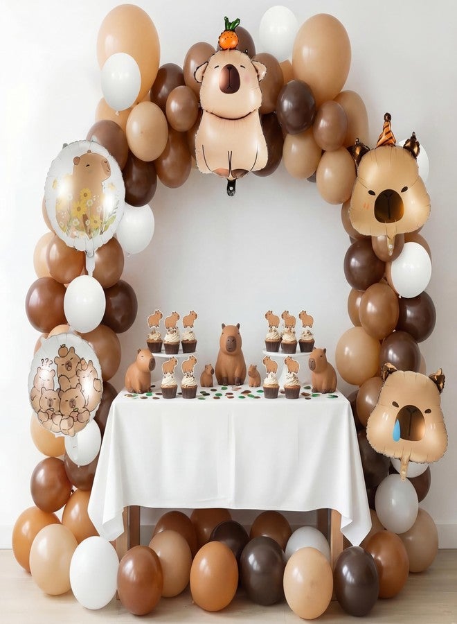 LaRandom 108 Pcs Capybara Party Decorations Capybara Balloon Arch Garland Kit Beige Brown Foil Latex Balloons for Animal Theme Birthday Baby Shower Party Decorations Supplies - Image 1