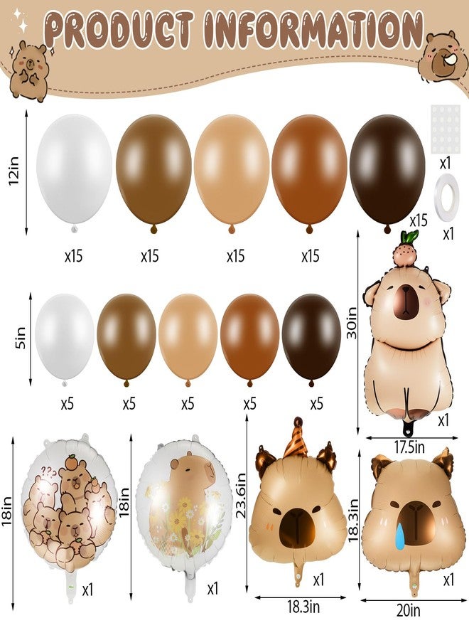 LaRandom 108 Pcs Capybara Party Decorations Capybara Balloon Arch Garland Kit Beige Brown Foil Latex Balloons for Animal Theme Birthday Baby Shower Party Decorations Supplies - Image 2
