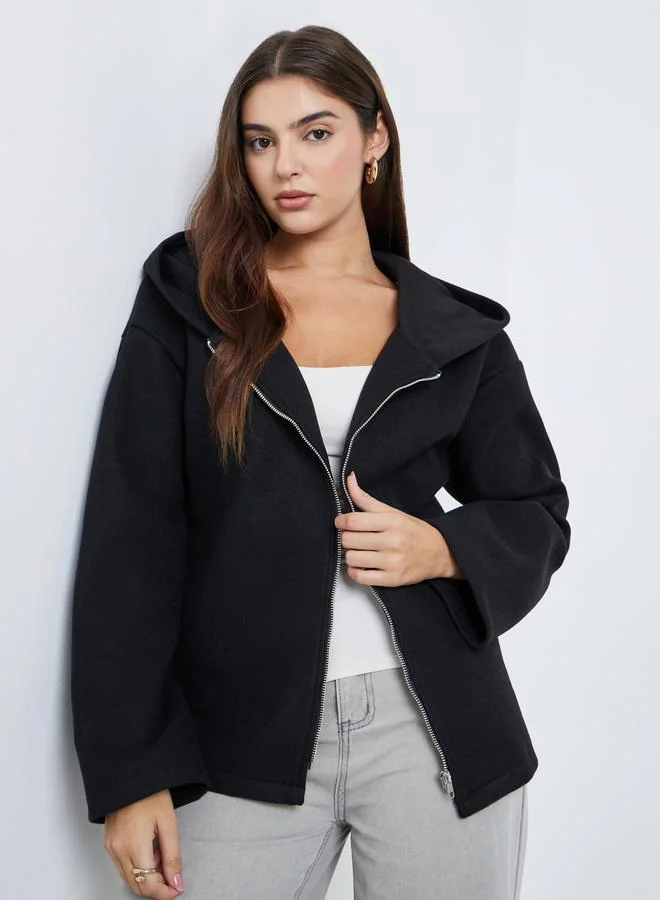 ستايلي جاكيت بومبر فضفاض بملمس صوف