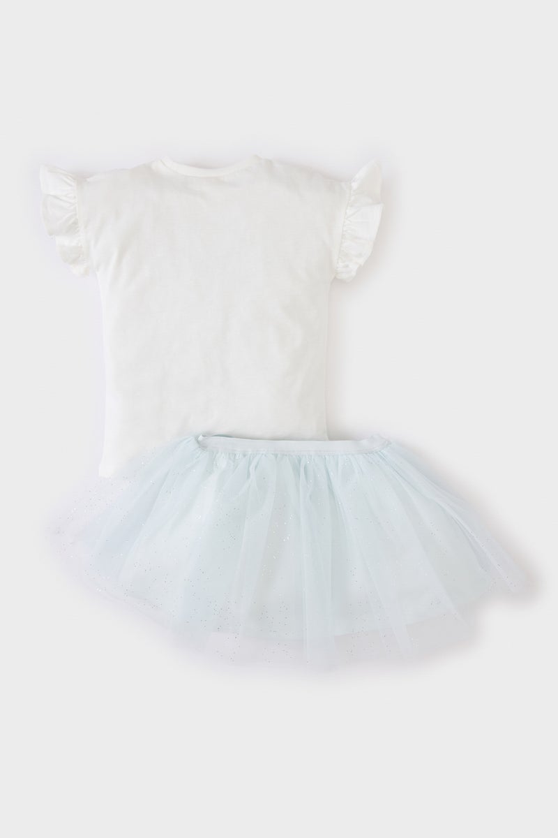 DeFacto Girl Printed Short Sleeve T Shirt Tutu Skirt 2 Piece Set - Image 3