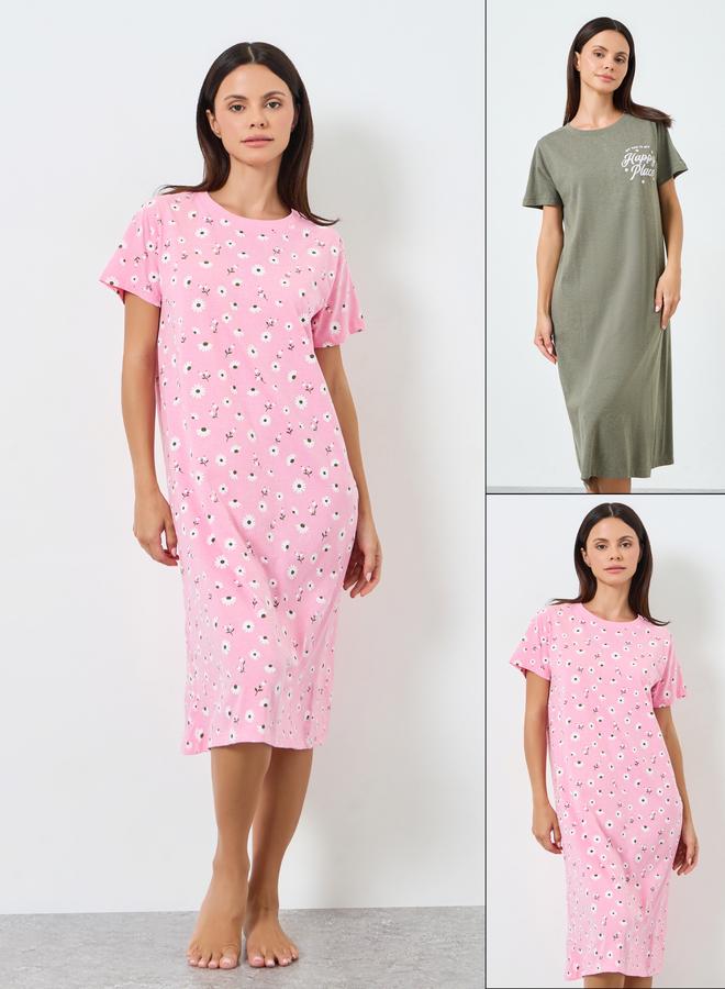 ستايلي مجموعة من 2 قميص نوم بطبعات - Image 1