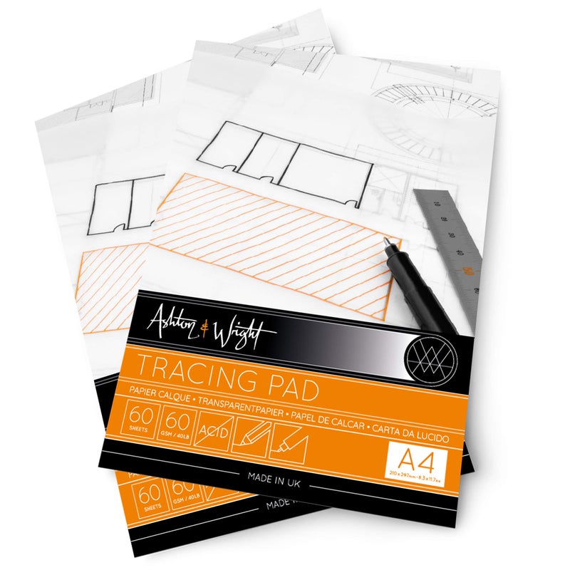 Ashton and Wright  A4 Tracing Pad  60gsm Paper  60 Sheets  Pack of 2