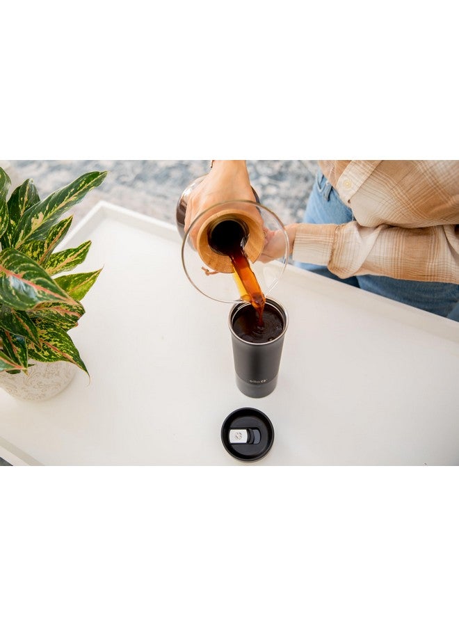 Ello Miri 16oz Vacuum Insulated Stainless Steel Travel Mug, Leak-Proof Slider Lid, Keeps Hot for 5 Hours, Perfect for Coffee or Tea, BPA-Free, Fits Most Cupholders, Holiday Gift, Black