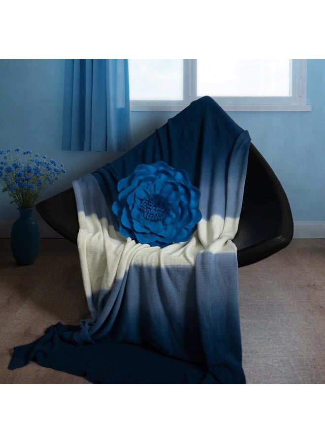 JWH Handmade Flower Throw Pillow Cover Decorative Peony Pillow Case Round Cushion Floral Pillowcase for Bedroom Bed Couch Living Room 14 Inch Royal Blue - Image 3