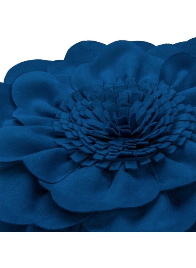 JWH Handmade Flower Throw Pillow Cover Decorative Peony Pillow Case Round Cushion Floral Pillowcase for Bedroom Bed Couch Living Room 14 Inch Royal Blue - Image 5