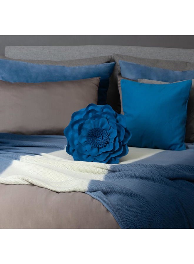 JWH Handmade Flower Throw Pillow Cover Decorative Peony Pillow Case Round Cushion Floral Pillowcase for Bedroom Bed Couch Living Room 14 Inch Royal Blue - Image 4