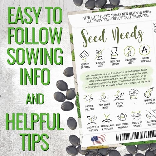 Seed Needs بذور لوفا من Seed Needs لزراعة إسفنج اللوف - بذور خضروات غير معدلة وراثيًا ووراثية وغير معالجة لزراعة حديقة خضروات منزلية في الهواء الطلق (1 عبوة) - Image 3