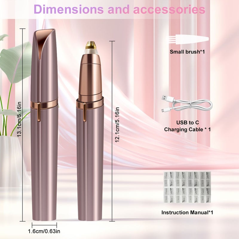 Rose Golden USB C Rechargeable Eyebrow Trimmer Painless Shape Women Travel - Image 4