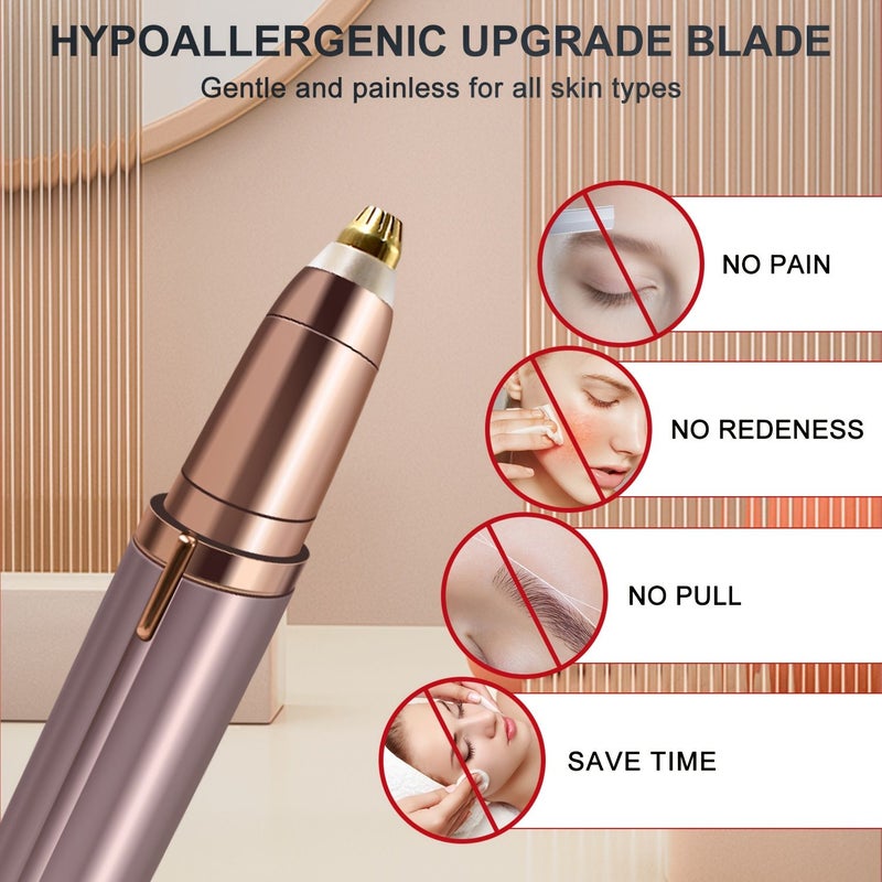 Rose Golden USB C Rechargeable Eyebrow Trimmer Painless Shape Women Travel - Image 5