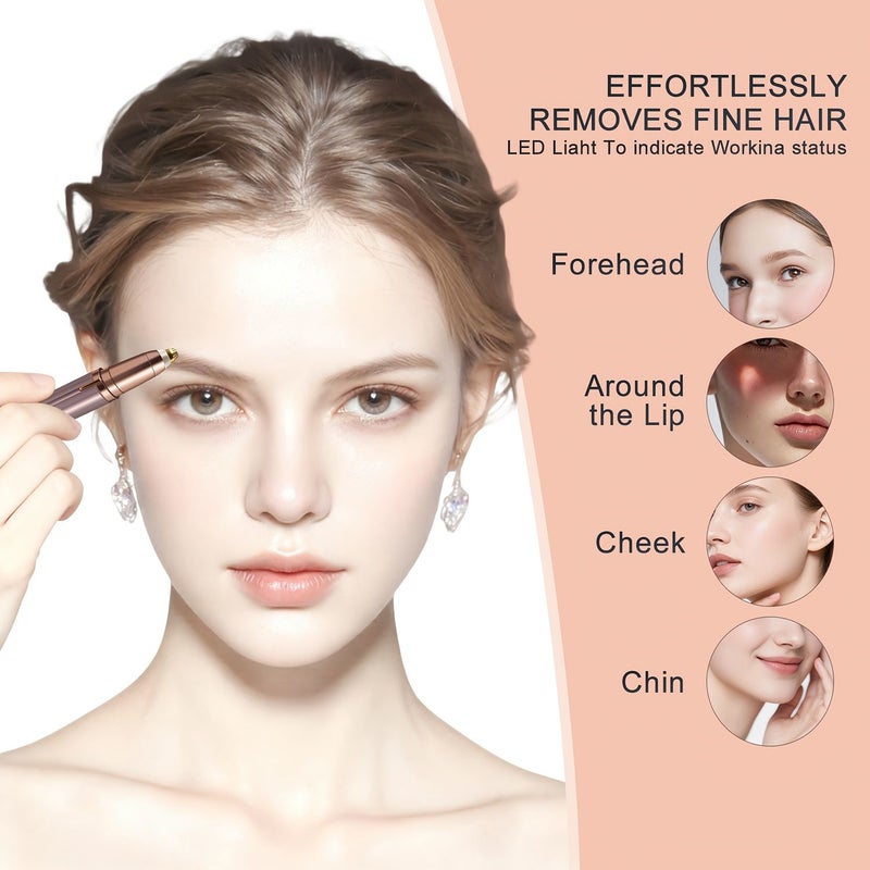 Rose Golden USB C Rechargeable Eyebrow Trimmer Painless Shape Women Travel - Image 2