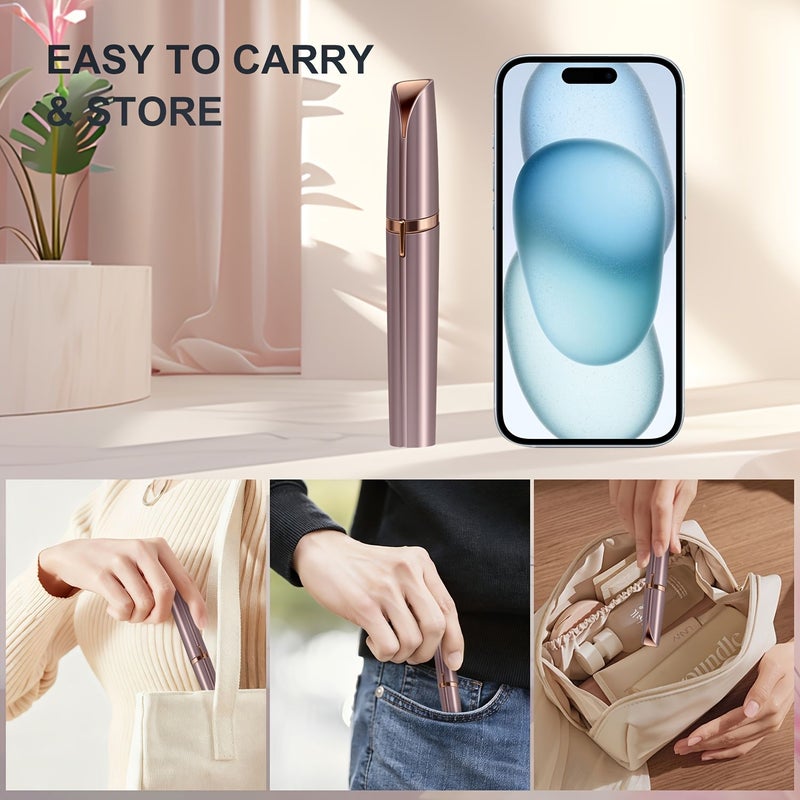Rose Golden USB C Rechargeable Eyebrow Trimmer Painless Shape Women Travel - Image 3