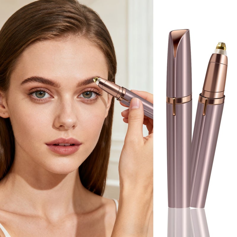 Rose Golden USB C Rechargeable Eyebrow Trimmer Painless Shape Women Travel - Image 1
