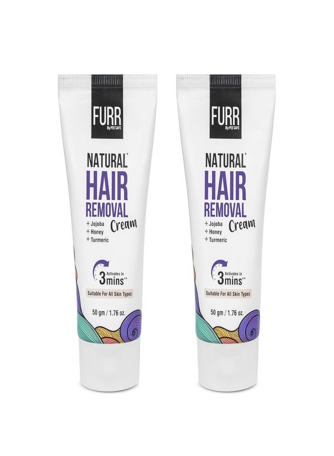 FURR Natural Hair Removal Cream -50gm (Pack of 2) | Removes Hair In 5 Minutes | Soothes Skin | Enriched With Vitamin E Turmeric, Honey, Jojoba Oil & Avocado | For Men and Women - Image 1