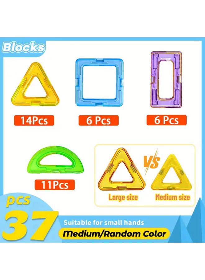 Medium Size 37pcs Magnetic Blocks Building Toys Educational STEM Gifts For Kids