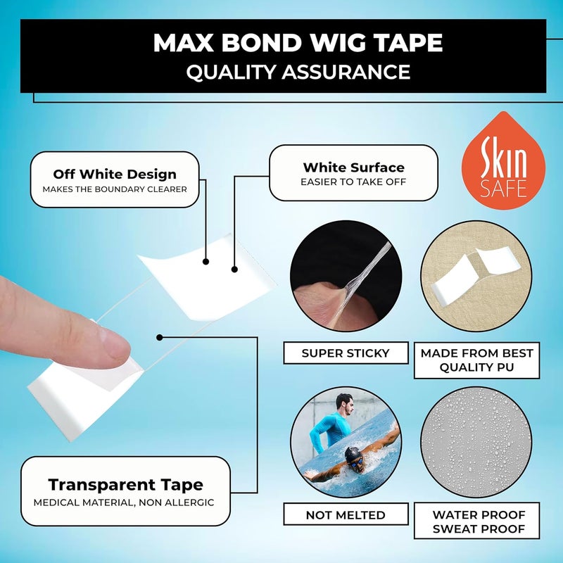 Beuni Max Bond Hair Patch Tape For Men - Extreme Hold Up To 2-4 Weeks | No Shine Tape For Hair Patch | Waterproof Wig Tape For Men | Skin Safe, Non-Allergic, Medical Grade Material | 36 Pcs - Image 3