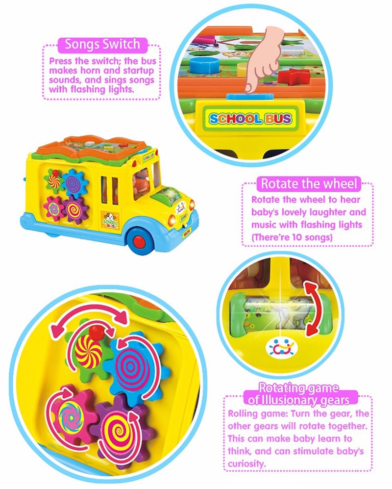 Kiditos Baby Intellectual School Bus Activity Toy Vehicle with Music, Sounds, and Lights for Toddlers (Multicolor) - Image 5